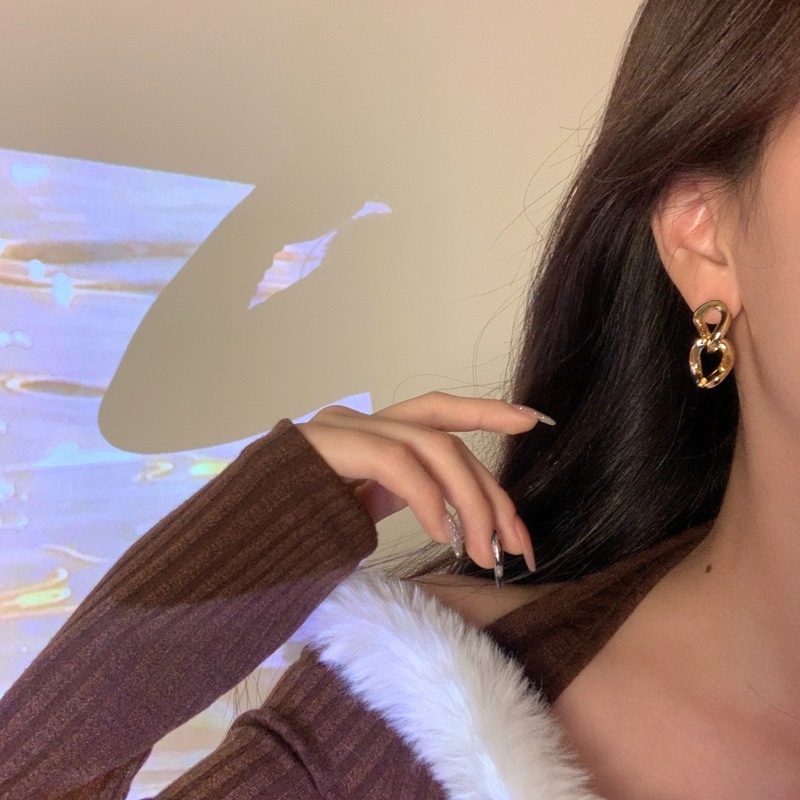 Co Co Co Anting Tusuk Asimetris Bahan Silver S925 Untuk Wanita