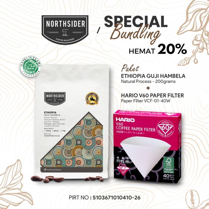 

[COD] PAKET BIJI KOPI ETHIOPIA GUJI HAMBELA 200GR + HARIO VCF-01-40W [COD]