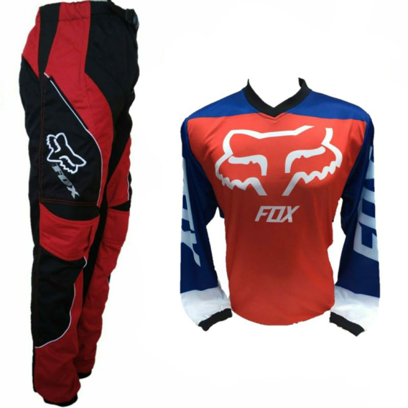 Setelan Celana Trail Motocross Fox Merah Hitam