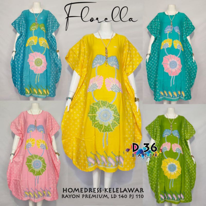 Daster Florella baju tidur wanita model Kalong Pastel soft home dress Jumbo halus adem kekinian Mode