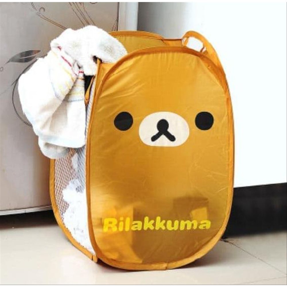 Keranjang Baju Lipat / Keranjang Baju / Keranjang Baju lipat Motif Karakter Jaring model rilakkuma kelinci monkey beruang gajah