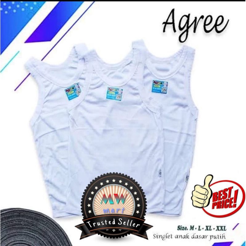 Kaos singlet anak 4-12 tahun Agree putih