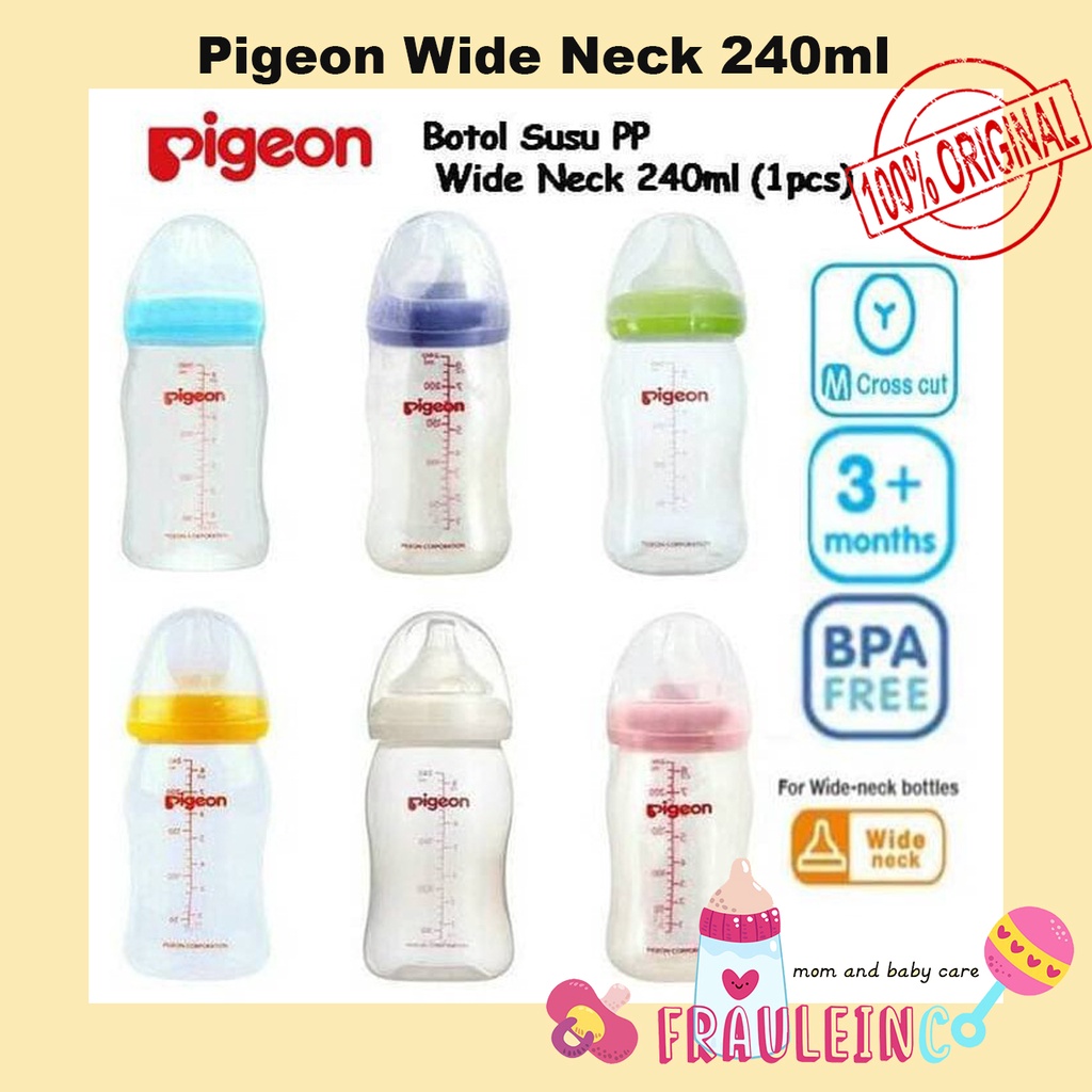 *FRAULEINCO* Pigeon Wide Neck Bottle PP Nipple - 240mL | Botol Bayi Leher Lebar