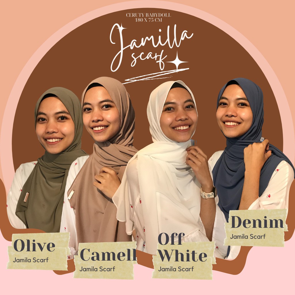 JAMILA SCARF PREMIUM CERUTI BABYDOLL HIJAB / PASHMINA CERUTI / JILBAB