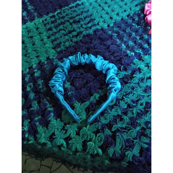 [TERMURAH ] SCRUNCHIE BANDO KOREA HEADBAND SATIN BIG RUFFLE PREMIUM FREE BABEL