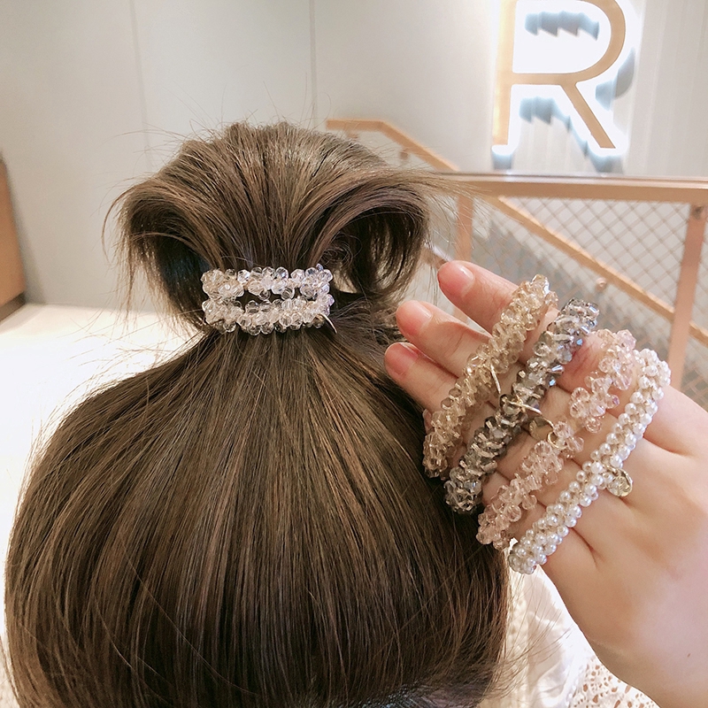 Crystal Elastic Hair Rope，Crystal Hair Tie Ponytail Holder Elastic Band