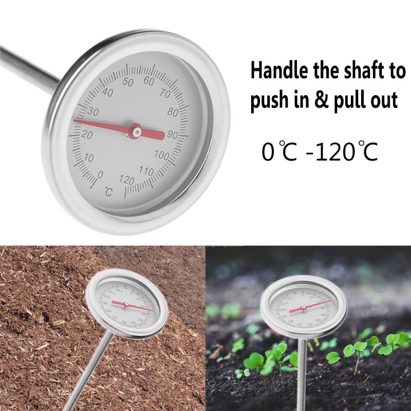 CRE  50cm Premium Stainless Steel Compost Soil Thermometer Garden Backyard 0℃-120℃