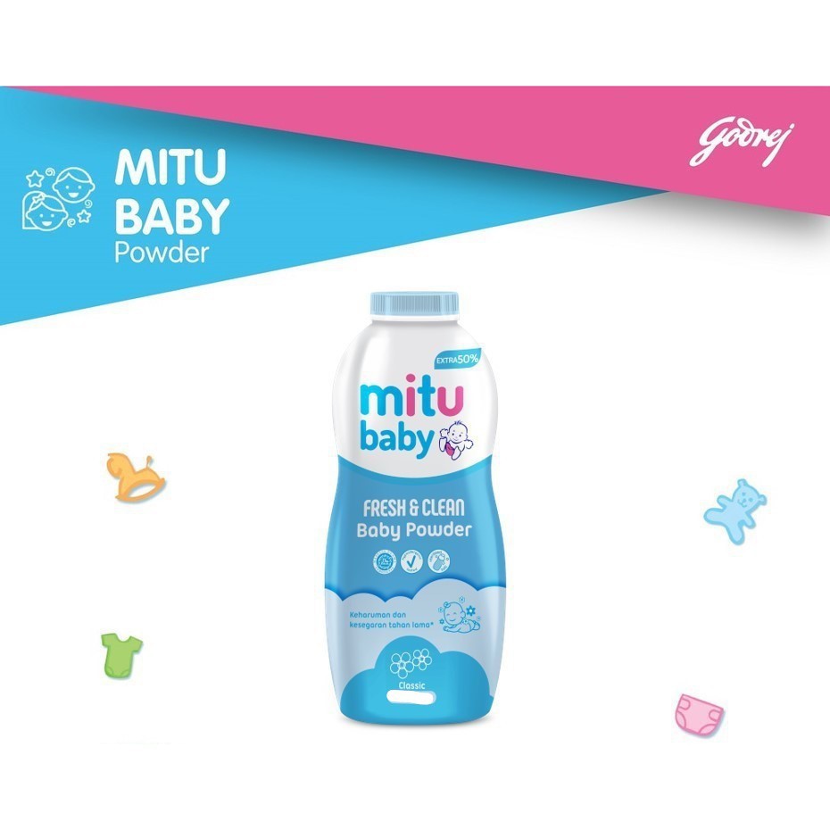 Mitu baby fresh & clean baby powder CLASSIC 75g, 150g & 300g