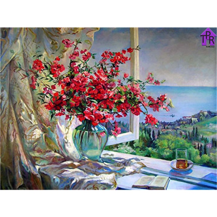 

DIY - Set Melukis / paint by number kit - FLOWER 40x50cm. part-9