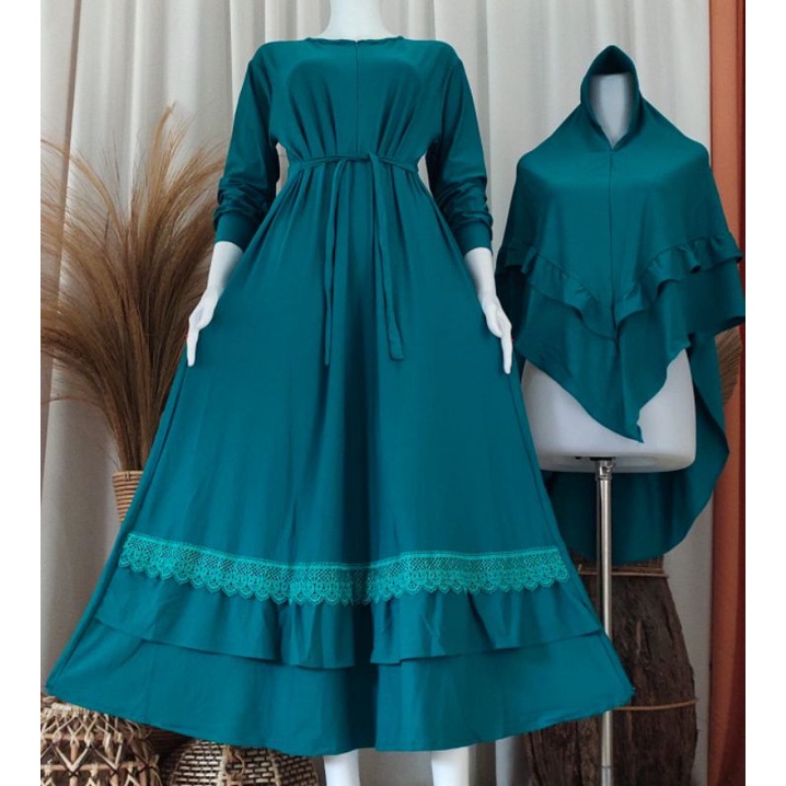 set hijab Jersey Stella terbaru/terpopuler/terlaris/COD-Hijau tosca
