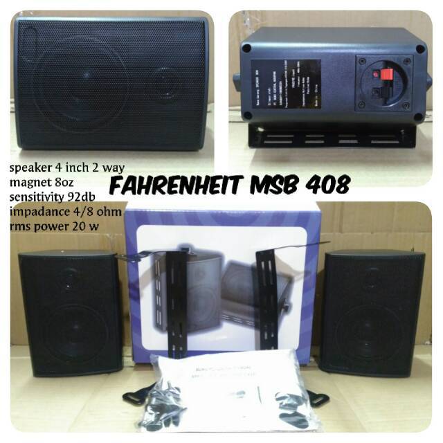 SPEAKER BOX PASIF 4 INCH DAN BRACKET FAHRENHEIT MSB 408 HARGA SEPASANG
