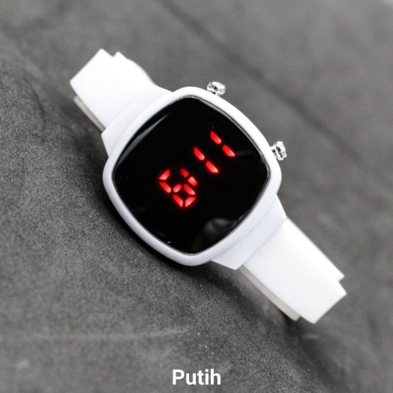 JAM TANGAN WANITA LED WATCH RETRO DIGITAL RUBBER