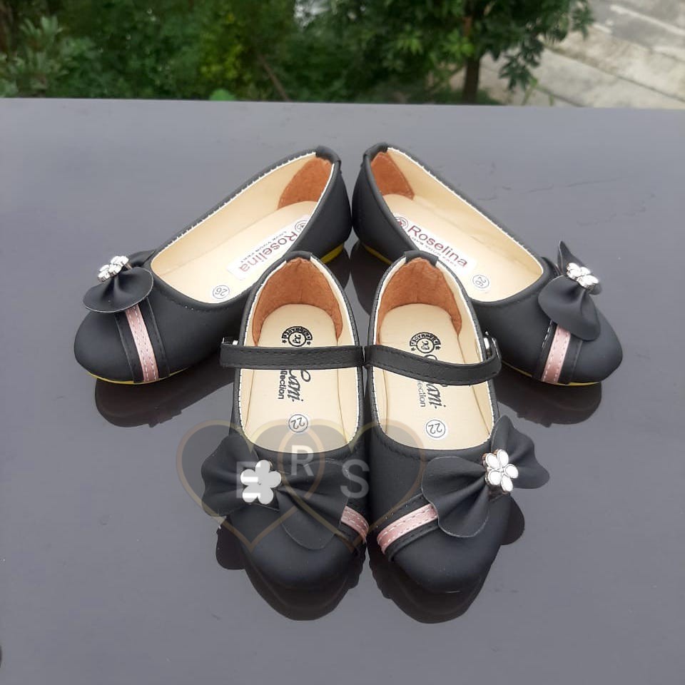 TOKOERS SBA01 26-30 Sepatu Balet, Flatshoes Anak Perempuan Umur 4 5 6 tahun - Motif Pita Marun