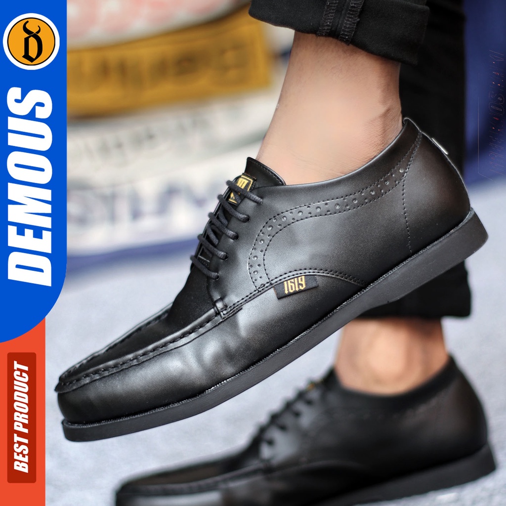 Sepatu Formal Pria Sepatu Pantofel Kerja Sepatu Casual Pria Kulit Pu Tali Kantor Kuliah Kondangan Sepatu Hitam Pria DEMOUS GROWZ