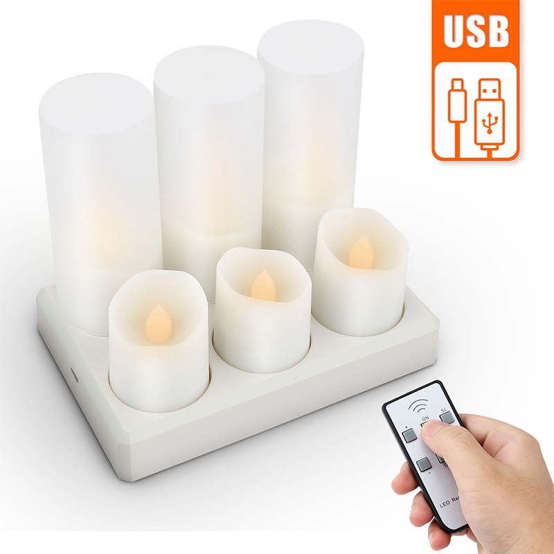 Tea Light Candle Portable Lilin Elektrik LED Rechargeable + Remote