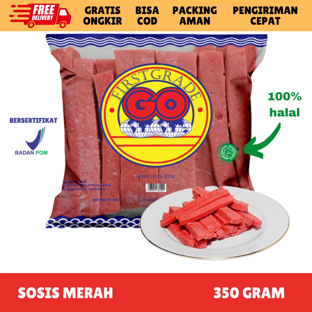 

[FROZEN FOOD GO] SOSIS IKAN STIK ISI 32 (350GR) MAKANAN INSTAN NUGGET/BAKSO BPOM HALAL