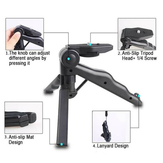 2 in 1 Portable Mini Folding Hand Monopod Stand Tripod DSLR Camera