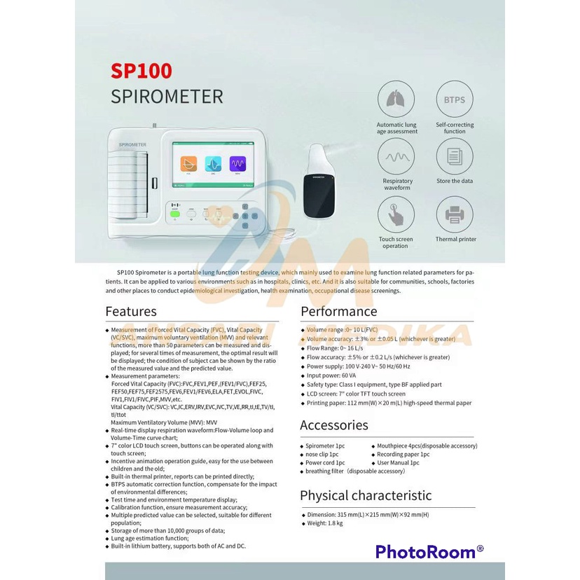 SPIROMETRI SP 100 CONTEC - SPIROMETRI SP100