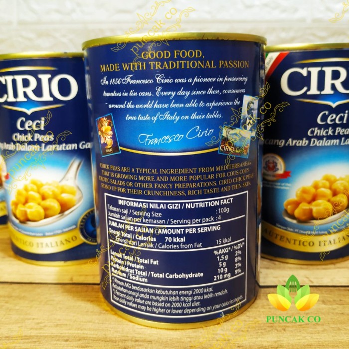 

Gg01Hh Cirio Ceci Chickpeas / Kacang Arab Dalam Larutan Garam Kaleng 400Gr Ds01Gkk