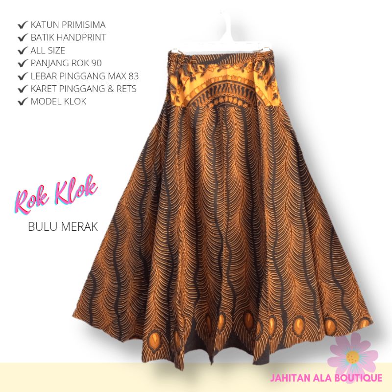 ROK KLOK BULU MERAK - Rok Batik Model Lebar - Rok Bawahan Batik Wanita