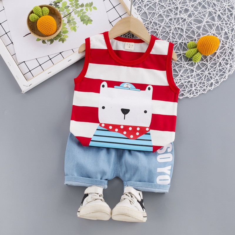 Mamamoli Baju setelan kaos anak laki laki / bayi / baby import/impor lucu sailor bear mm10