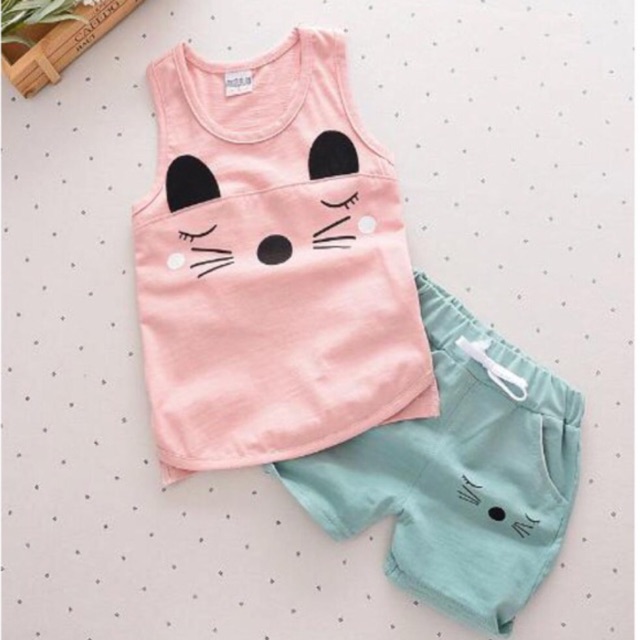 Baju Setelan anak kensi Cat / Baju import