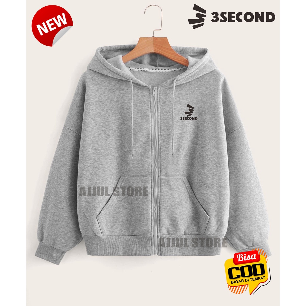 COD Jaket Sweater-Ziper Hoodie Pria Distro 3SECONOriginal Big Size Jumbo M - XXL TERBARU