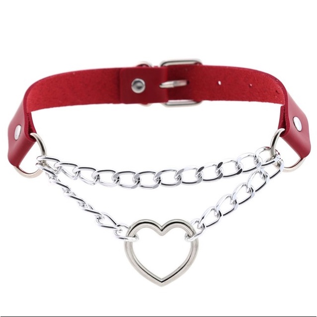 Kalung Choker Rantai Rumbai Warna Merah Bahan Metal Gaya Punk Untuk Pria Dan Wanita