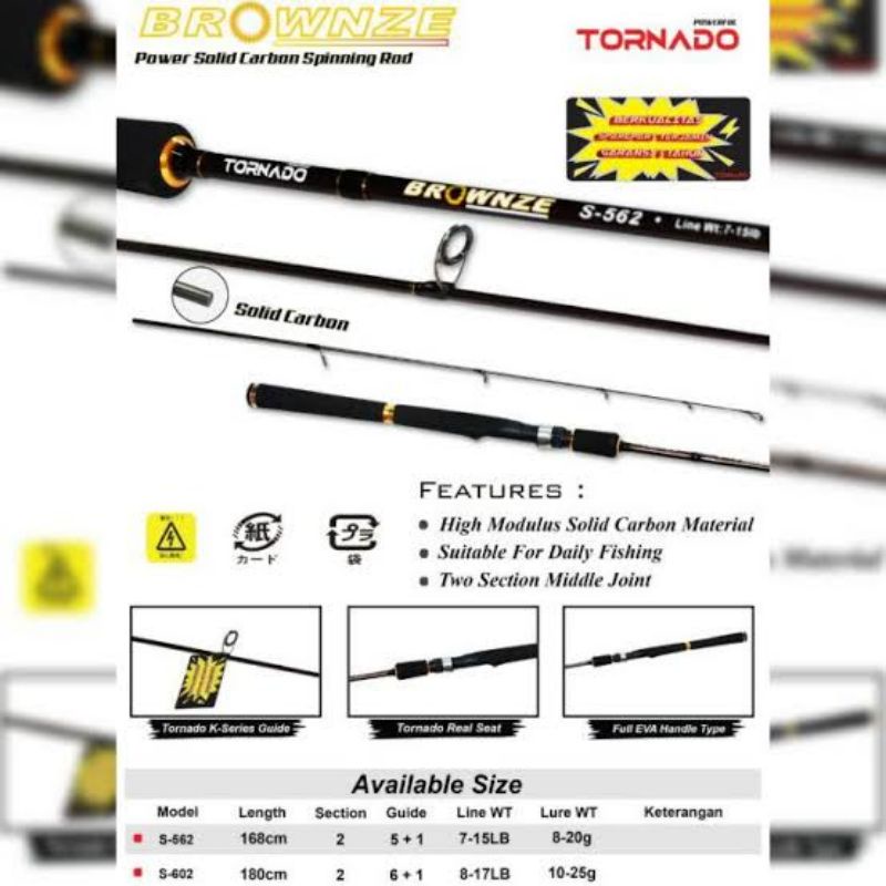 joran tornado brownze II, pancingan kuat berkualitas, joran 6 - 20 lbs