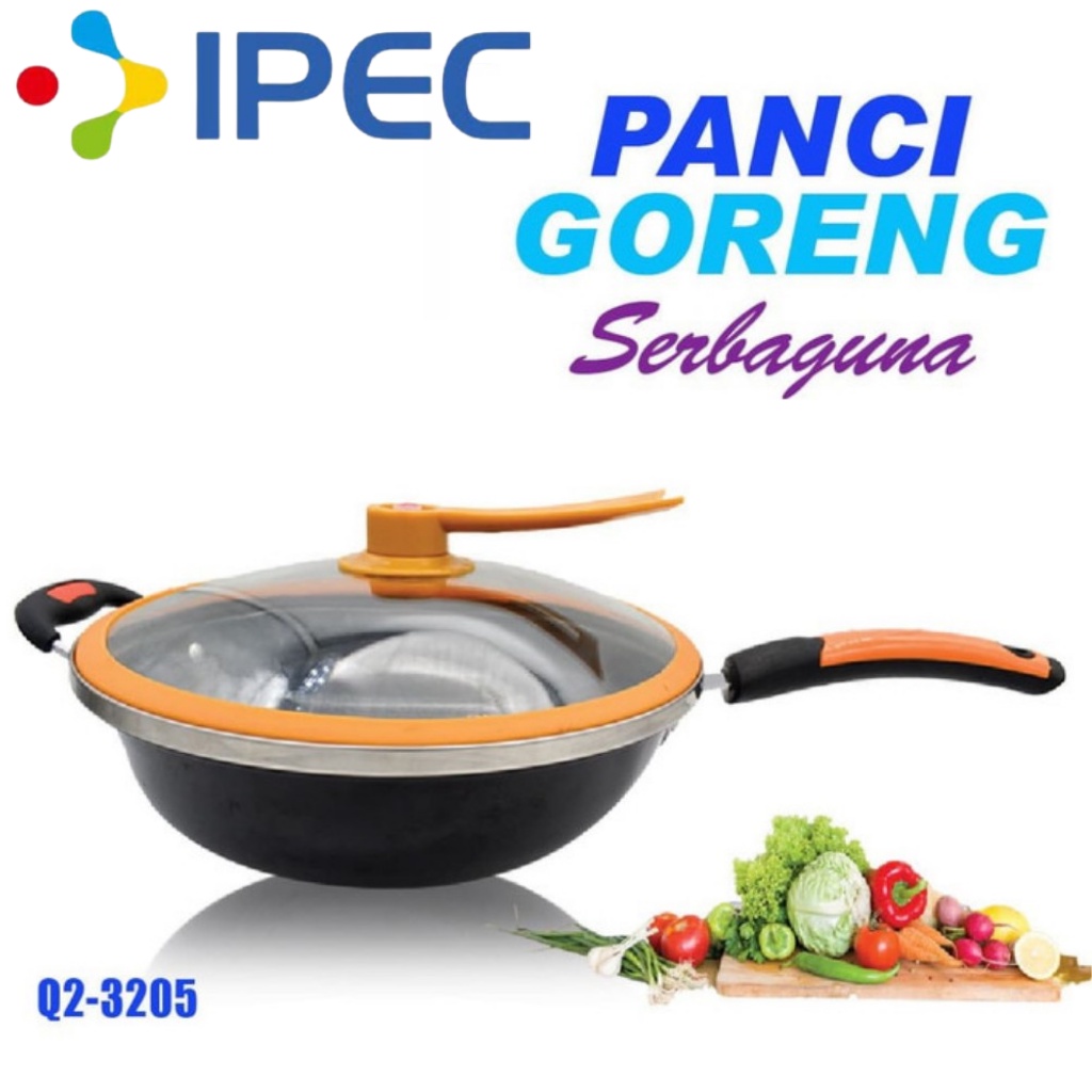 Panci Wajan SET TUTUP KACA penggorengan serbaguna / Wok Pan 32cm 3205