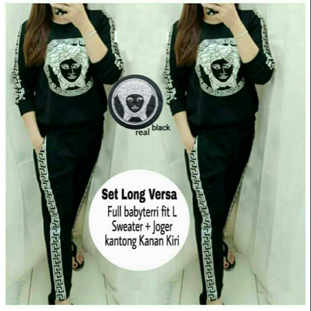 ST Set Stelan Sweater Celana Babyterry Long Versa Versace