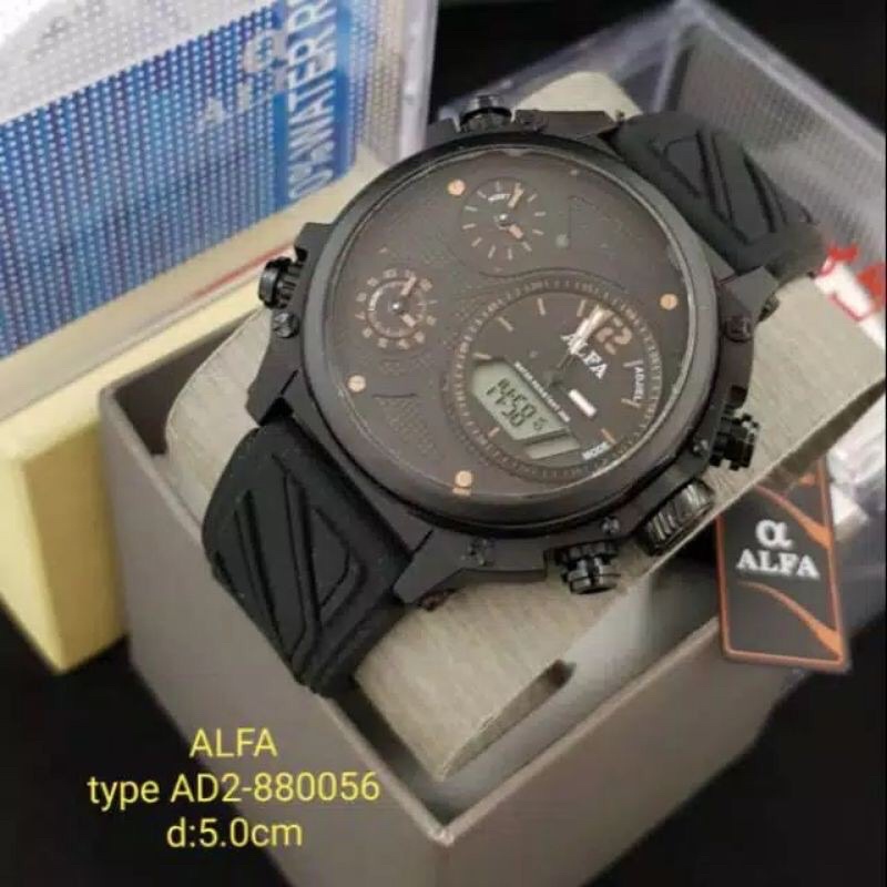 (Bisa cod) Jam Tangan ALFA Fourtime 4time (3Analog + 1Digital) Original 8005