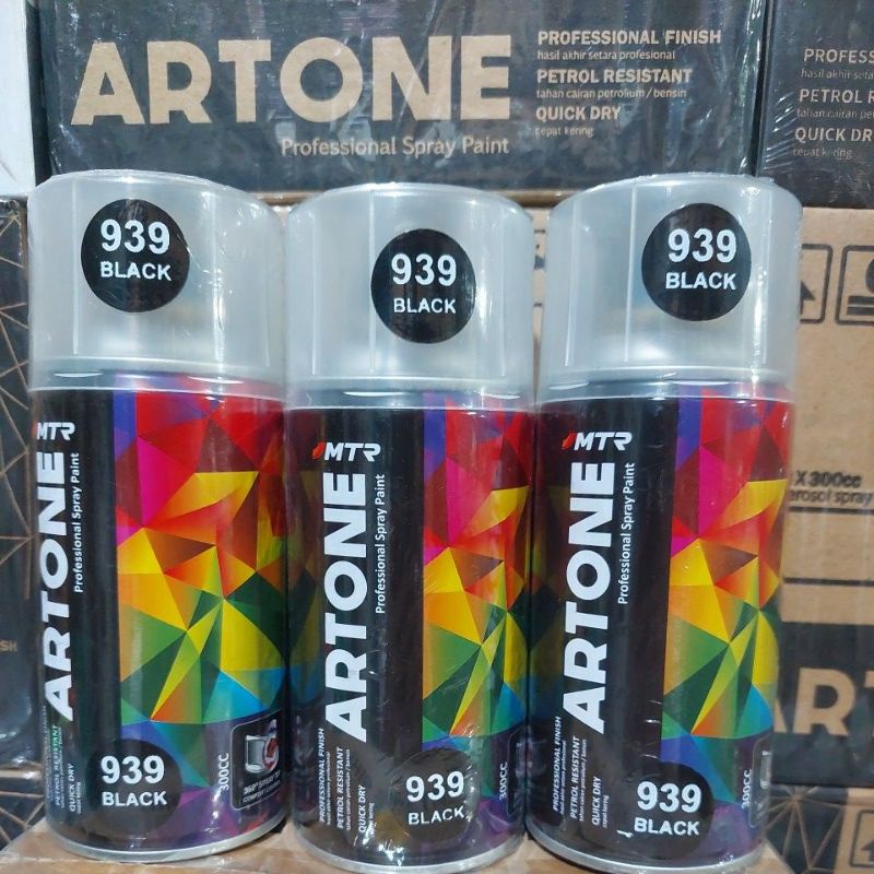 Pilok Pilok Cat Semprot MTR ARTONE Hitam Black 939 300cc Ukuran Besar Tahan Bensin Semprotan Bisa diputar Horizontal dan Vertical