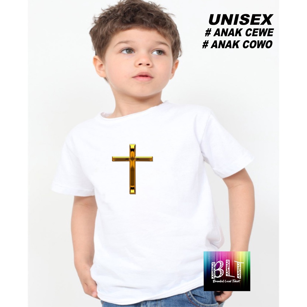 Promo Kaos  Gold Salib dtf Anak Anak KRISTEN PROTESTAN SALIB JESUS ROHANI Lengan Pendek Combed 30S Atasan Anak2 cowok cewek Kaos Murah kaos anak kartun kaos anak anime kaos anak murah kaos anak hits kaos viral