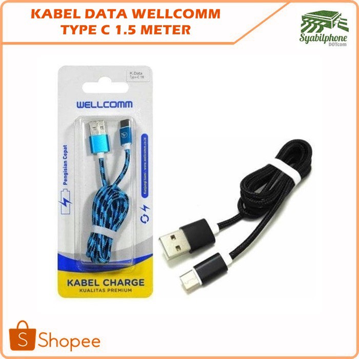 Kabel Data Wellcomm Type C 1.5 Meter - Kabel Data Type C