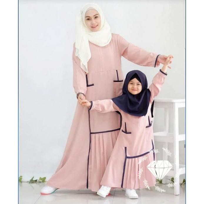 CP SYARI ELVIOR BAJU COUPLE GAMIS SYARI IBU ANAK USIA UMUR 4 - 5 TAHUN - HIJAU