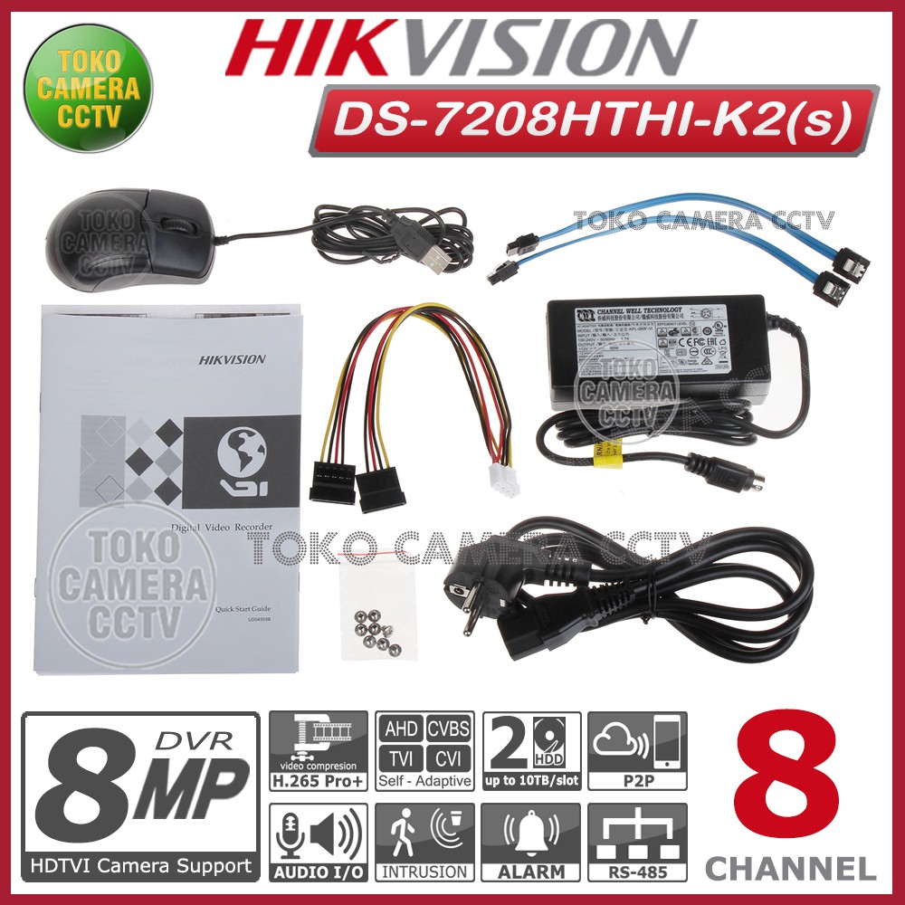 DVR HIKVISION 8 CHANNEL DS-7208HTHI-K2 DVR CCTV 8MP 4K AUDIO