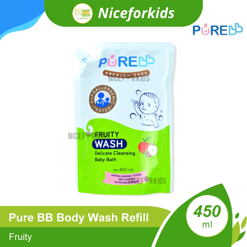 Pure Baby Premium Wash 450 ml / Pure BB Sabun Cair Mandi Bayi Premium Refill