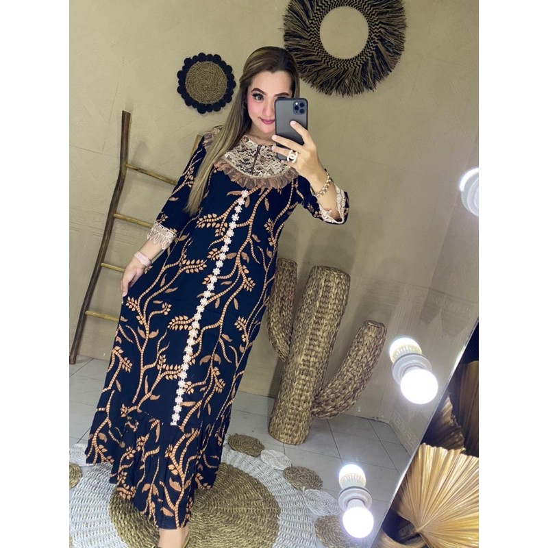 DASTER ARAB RENDA || LONGDRES VEE BORKAT KANGKUNG || MODEL DEPAN RESLETING BUSUI & BUMIL LD 110-Ecer hitam