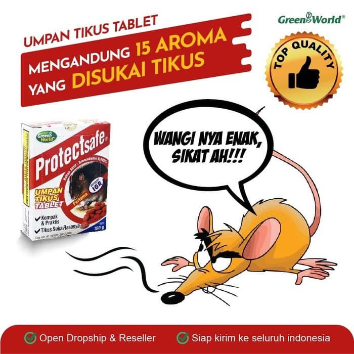 CEGAH PENYAKIT PES TIKUS - Protectsafe 100gr - UMPAN TIKUS TABLET - Bahan Aktif Bromadiolon 0.005%