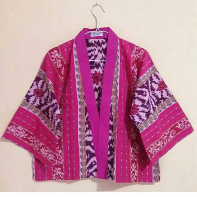 Outer tenun mawar pink fanta