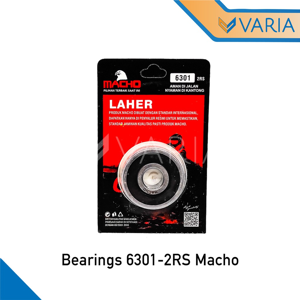 Bearing / Laher Roda Motor 6301 2RS Tutup Karet Double Macho
