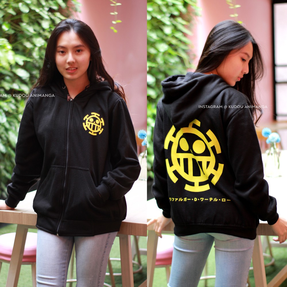 Jaket Trafalgar Law Casual Logo Black Onepiece Mugiwara