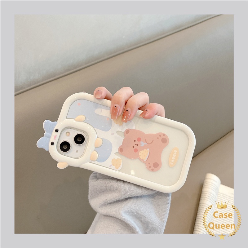 Soft Case TPU Motif Kartun Es Krim Beruang Kelinci 3D Untuk IPhone 6 6S 7 8 14 Plus 11 13 12 14 Pro MAX XR X XS MAX SE