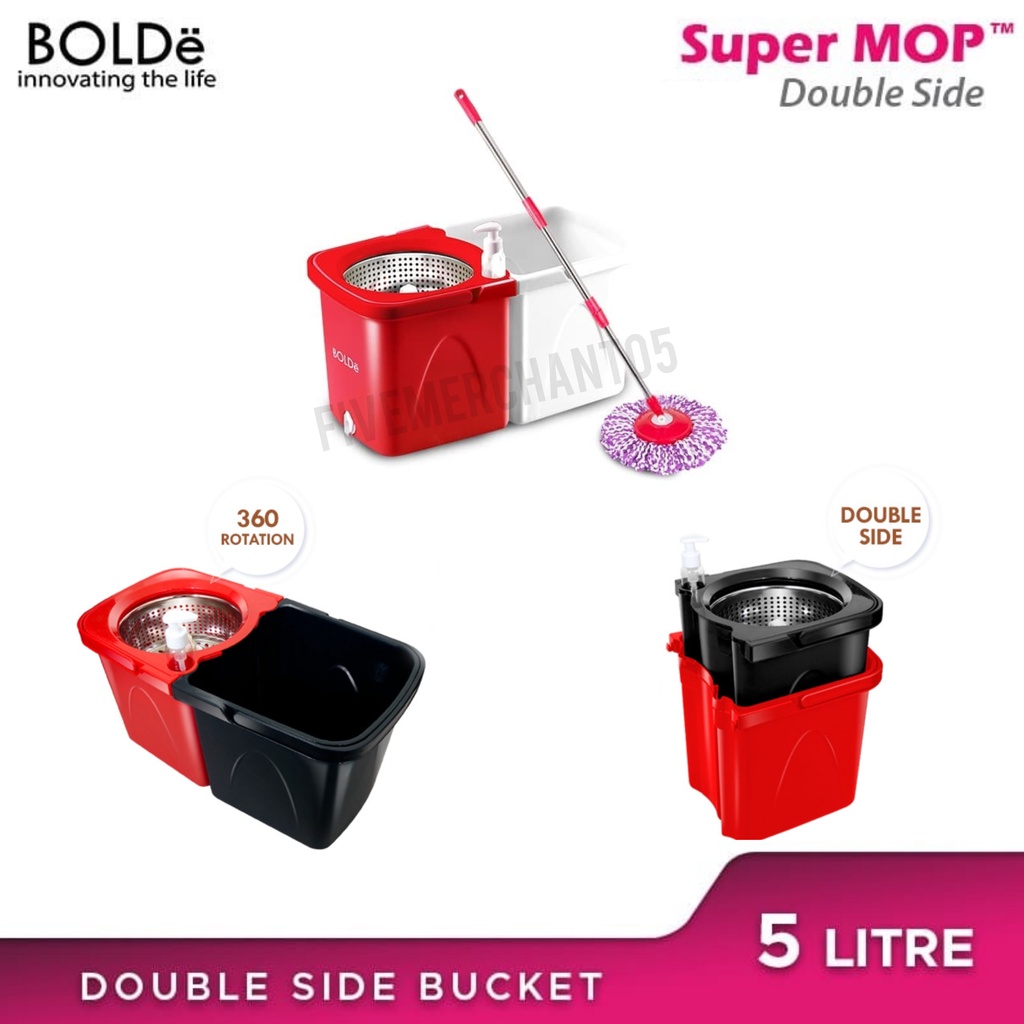 Alat Pel Bode Supermop Double Side Ember Kotak Persegi Otomatis Lantai Kain Pel Bolde Super Mop Square Susun Ember Susun