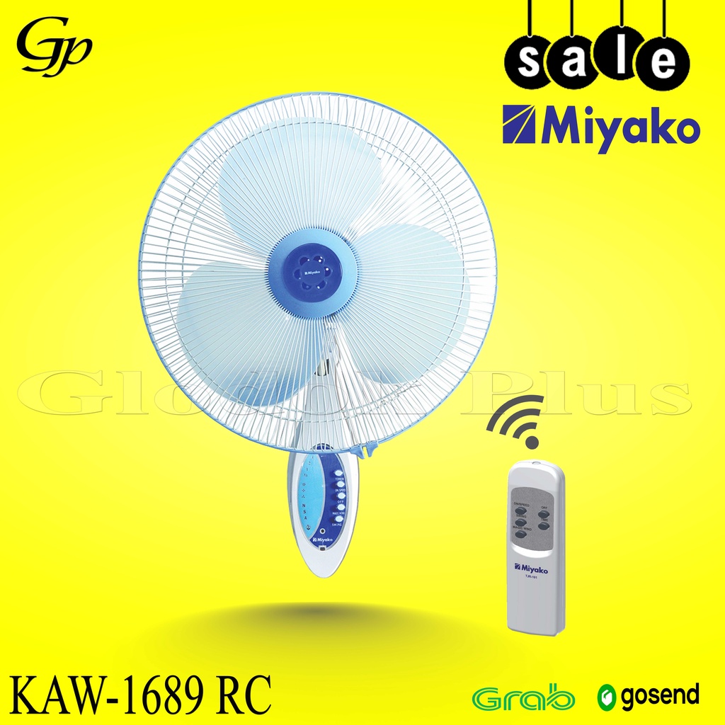 Miyako KAW-1689 RC Kipas Angin Dinding Remote 1689RC wall Fan 16 inch kaw1689rc