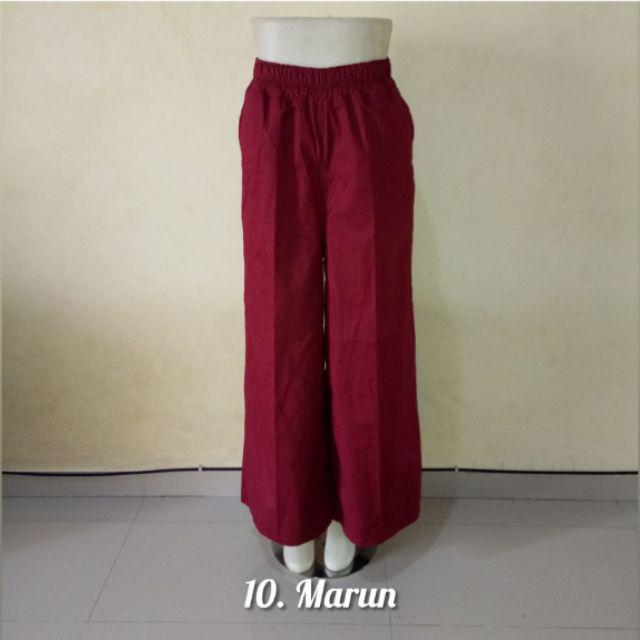 Kulot polos bahan katun stret-Maroon