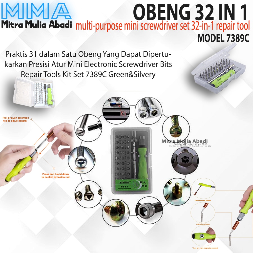 Obeng Set 32 in 1 Kotak PREMIUM | Obeng Handphone I Obeng Multifungsi