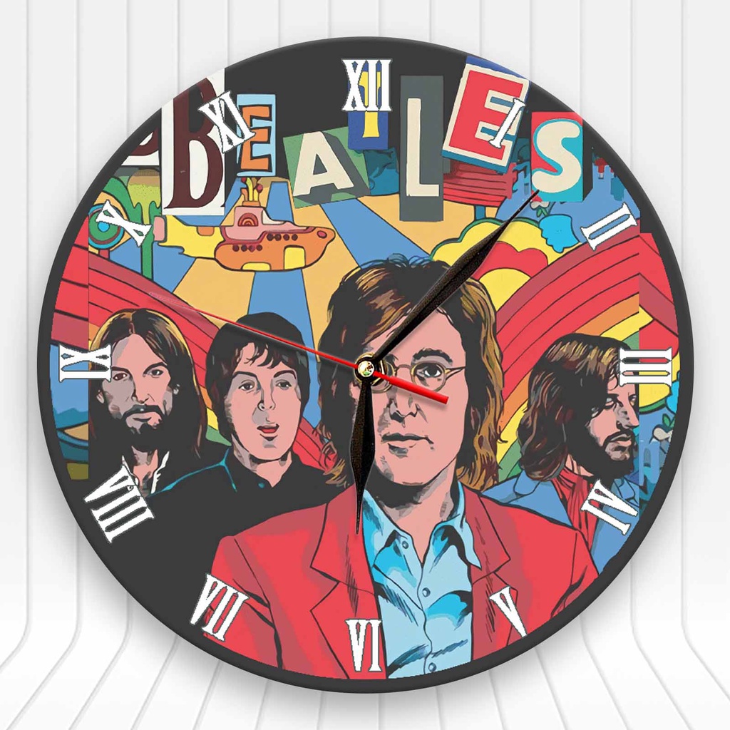 JAM DINDING KAYU UNIK BAND THE BEATLES - DEKORASI RUANGAN KAMAR - HADIAH ULANG TAHUN - BTLS S1-02BTLS-05