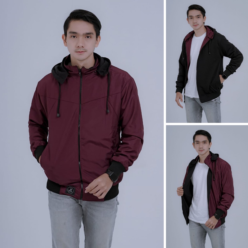 MVP - Jaket Parasut BB Polos - Jaket Parasut Bolak Balik Pria